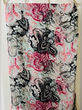 Chico's Floral Paisley Infinity Scarf in Pink, Black, Mint & Cream